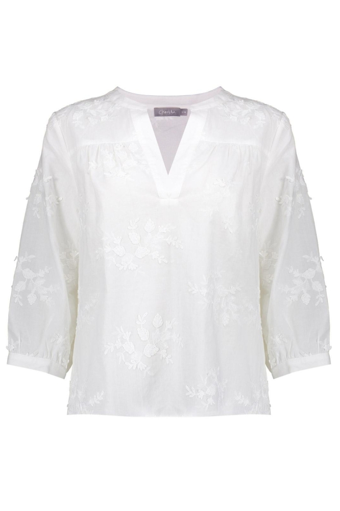BLOUSE MET GEBORDUURDE BLOEMEN 53408 14 000000 WHITE